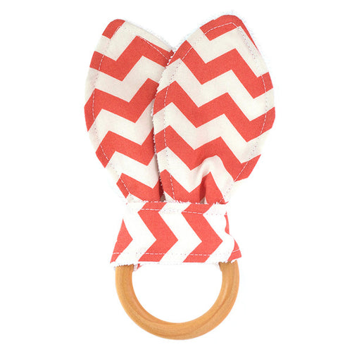 Red Chevron Wooden Baby Teether - Small Potatoes