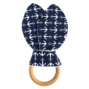 Anchors Away Navy Wooden Baby Teether - Small Potatoes