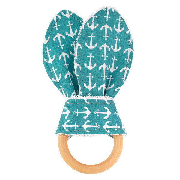 Anchors Away Teal Wooden Baby Teether - Small Potatoes