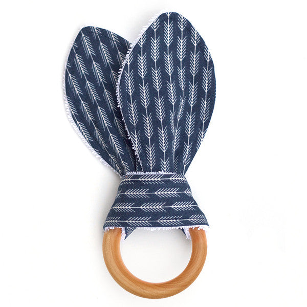 Arrowhead Navy Wooden Baby Teether - Small Potatoes