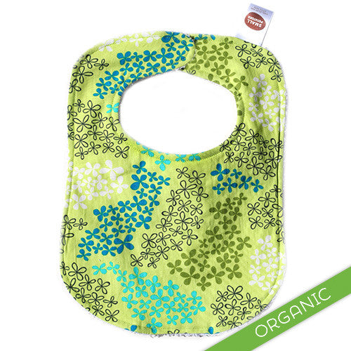 Daisy Doodle Green Bib - ORGANIC - Small Potatoes