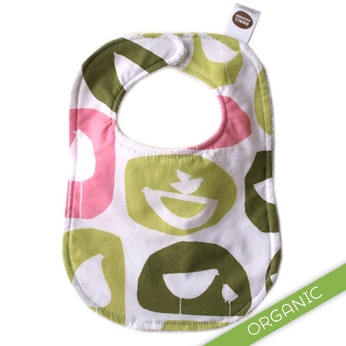 Mod Birds Pink Bib - ORGANIC - Small Potatoes