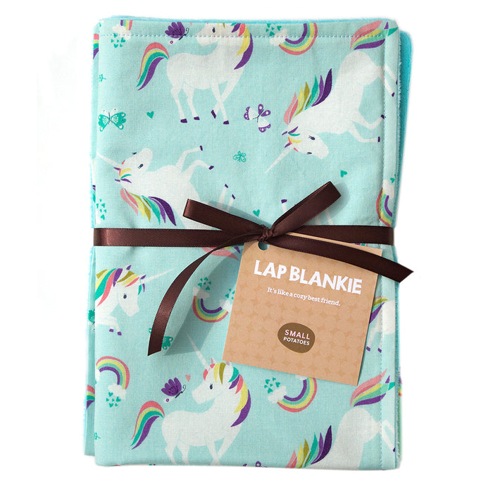 I Heart Unicorns Blue Lap Blankie