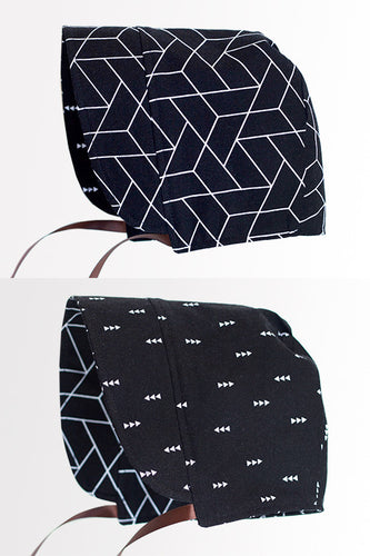 Black Geometric/Nordic Arrows Bonnet