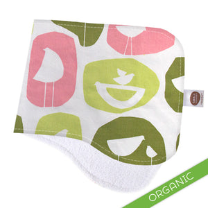 Mod Birds Pink Burp Cloth - ORGANIC - Small Potatoes - 1