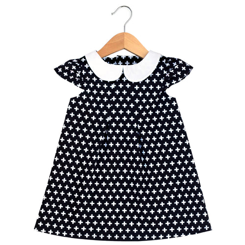 Black Swiss Cross Peter Pan Collar Dress