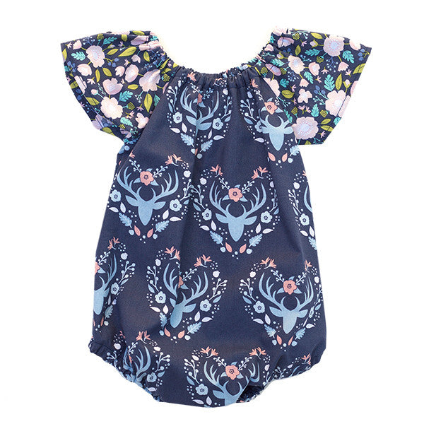 Antler Meadow Navy Bubble Romper